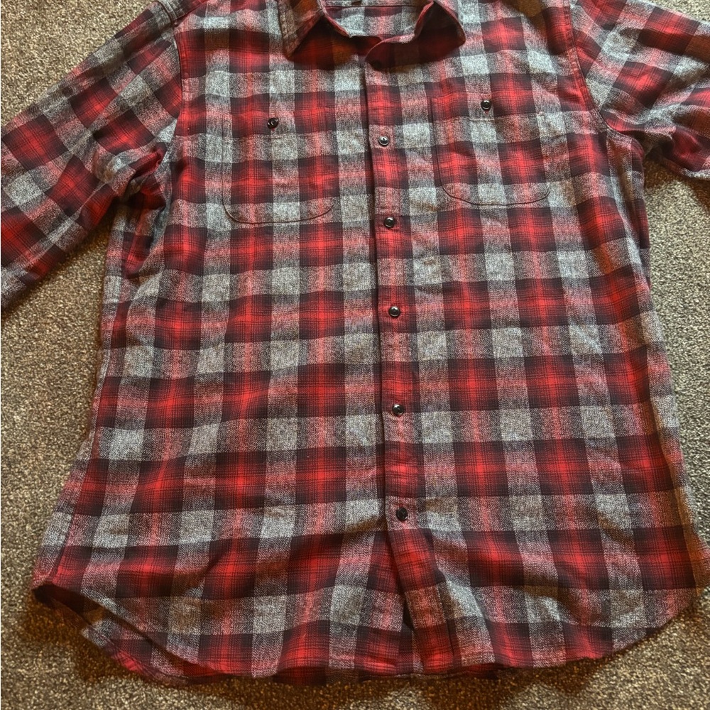 Sz L standard fit Bonobos Red and Black Plaid Casual Shirt long sleeve